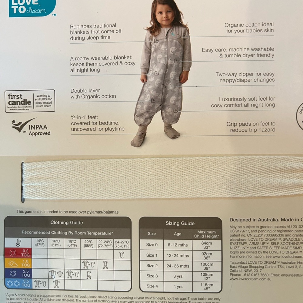 Love to Dream Organic Cotton Sleep Suit - Picture 3 of 3